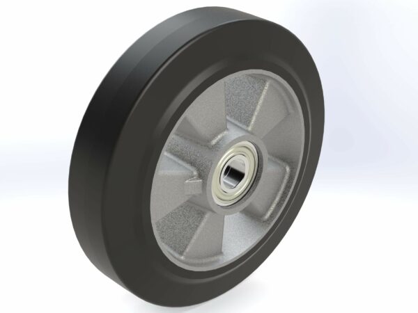 Elastic rubber tyre wheels